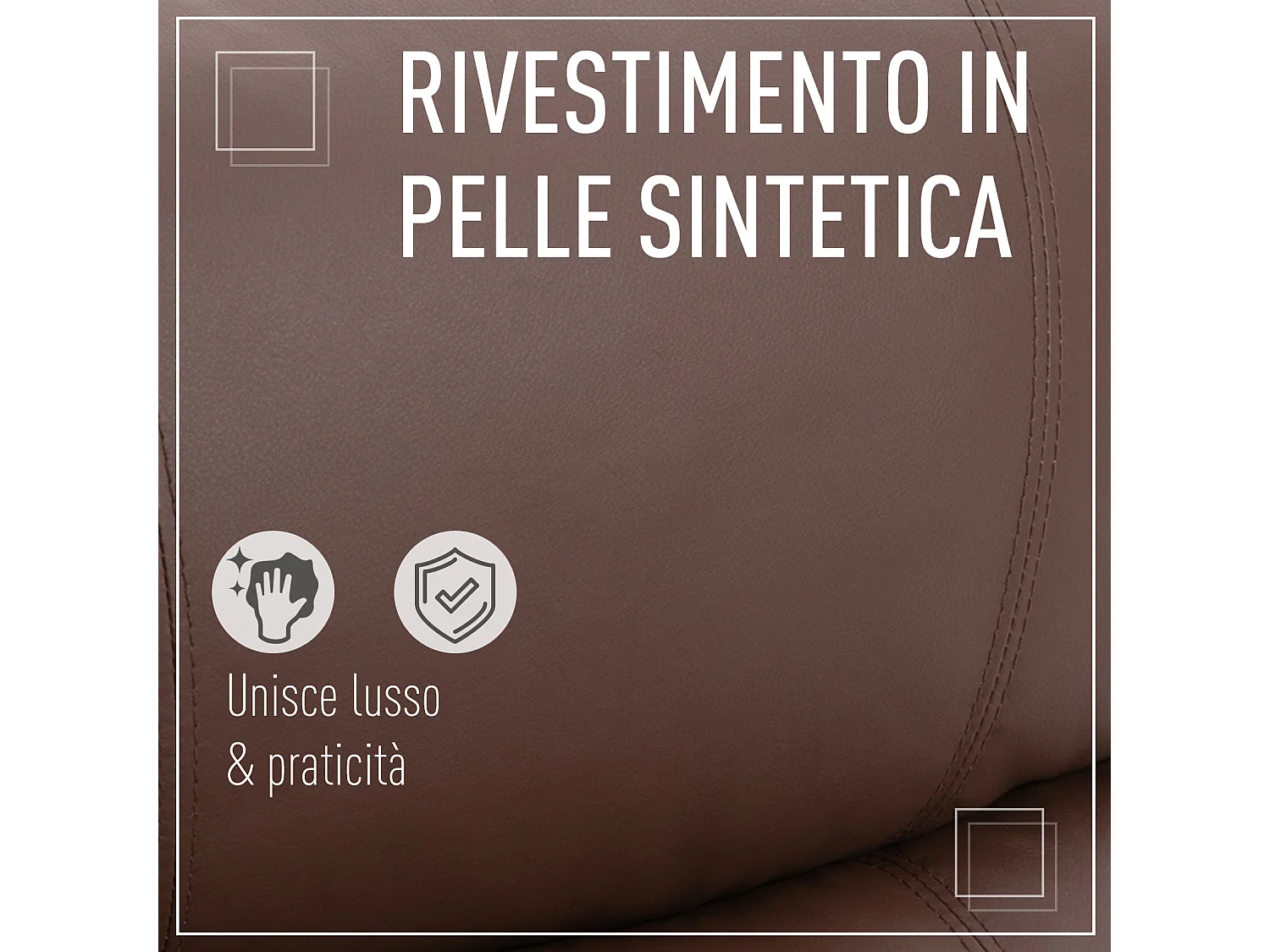 Poltrona relax con Sschienale reclinabile 145° in pelle pu marrone