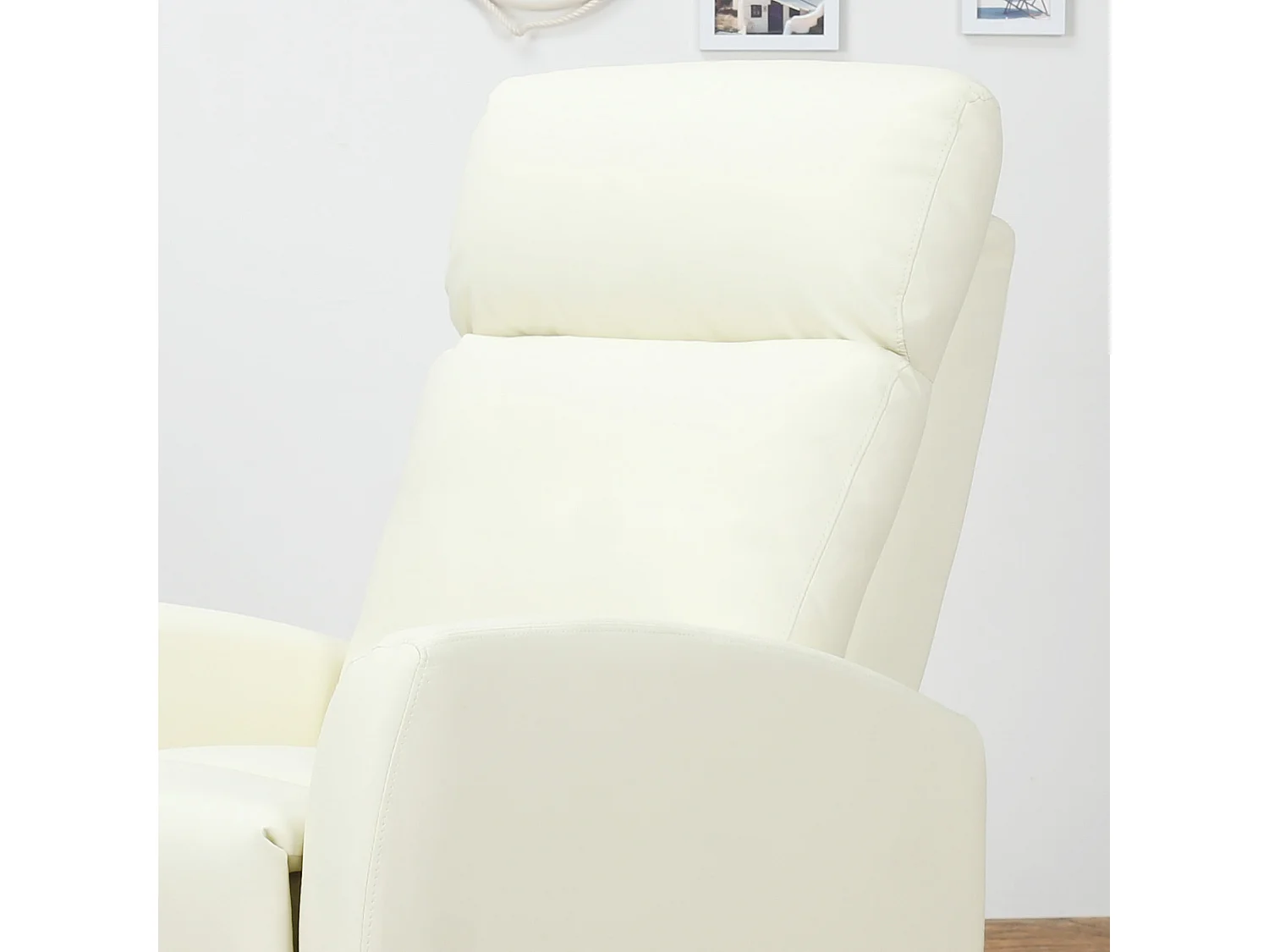 Poltrona relax reclinabile 170° in similpelle crema