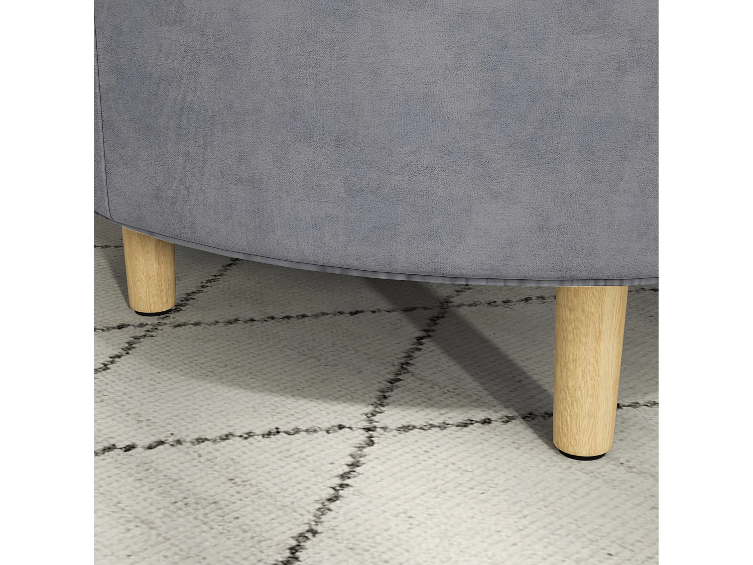 Pouf contenitore tessuto sherpa con vassoio a ribalta grigio