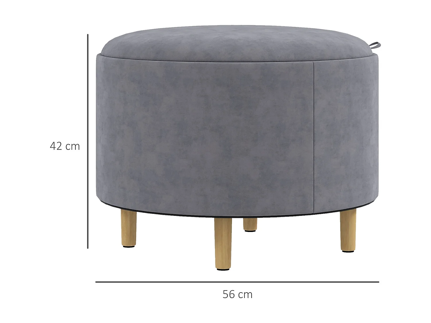 Pouf contenitore tessuto sherpa con vassoio a ribalta grigio