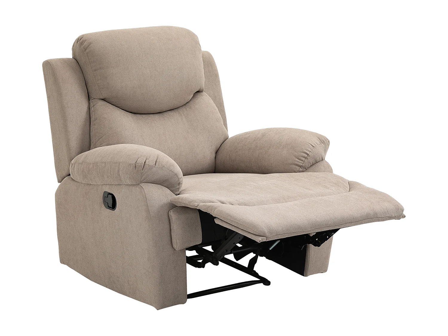 Poltrona relax reclinabile a 150° con poggiapiedi in tessuto beige