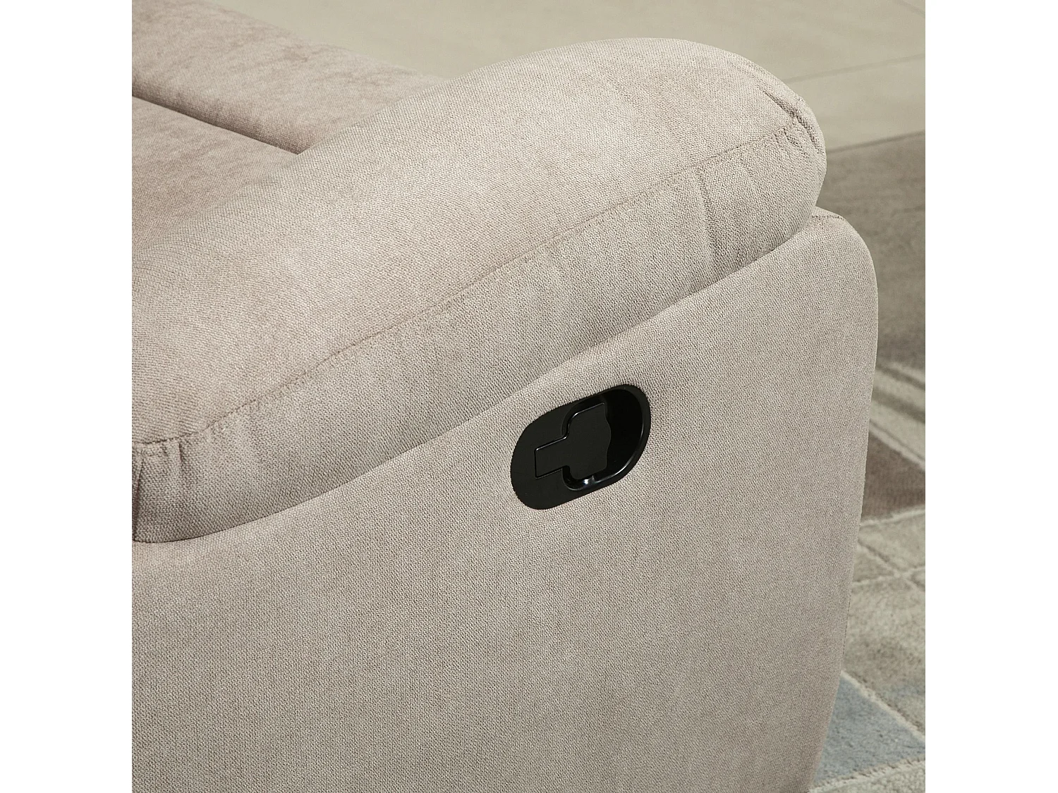 Poltrona relax reclinabile a 150° con poggiapiedi in tessuto beige