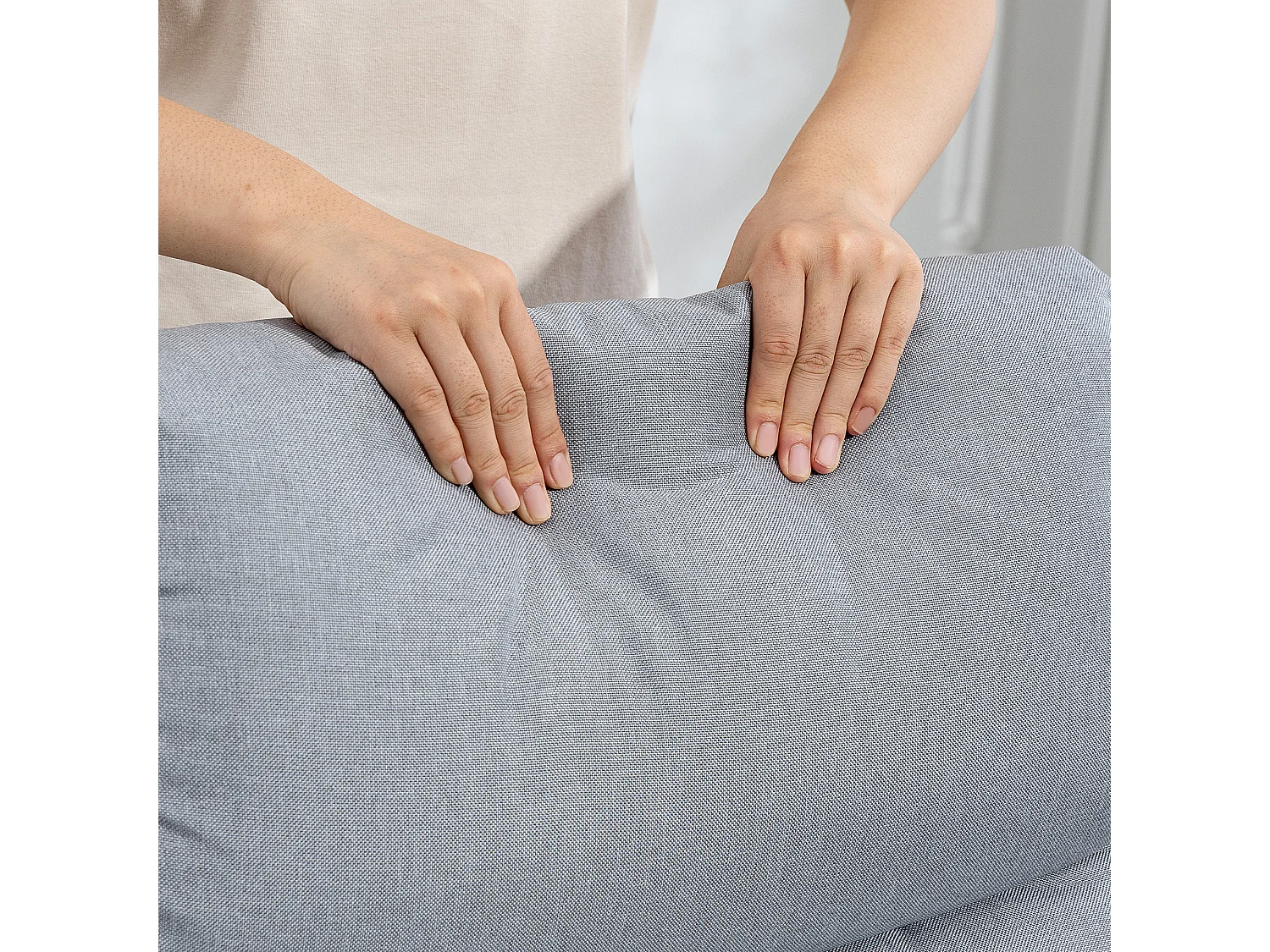 Poltrona reclinabile 135° max in tessuto effetto lino grigio chiaro