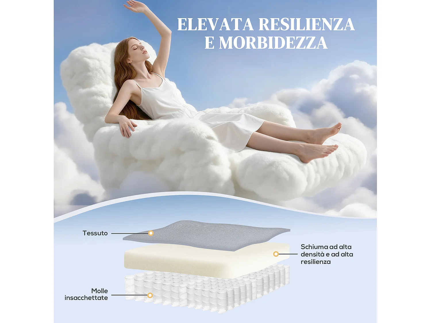 Poltrona reclinabile 135° max in tessuto effetto lino grigio chiaro