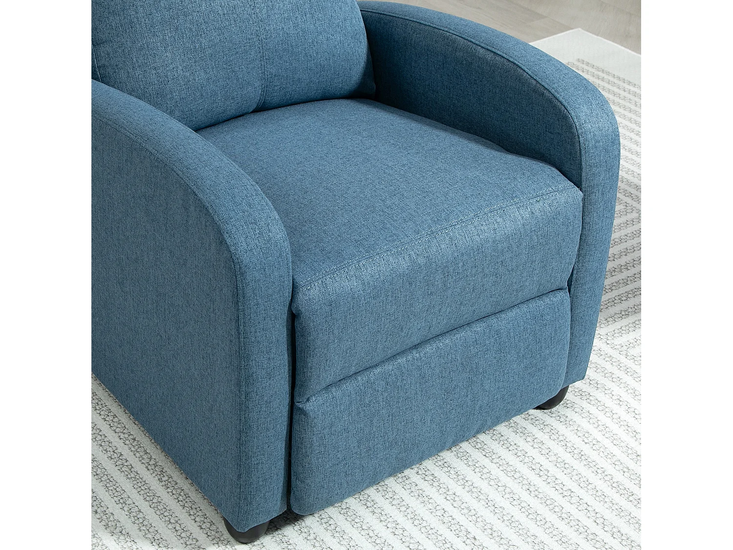 Poltrona reclinabile in tessuto effetto lino blu con poggiapiedi