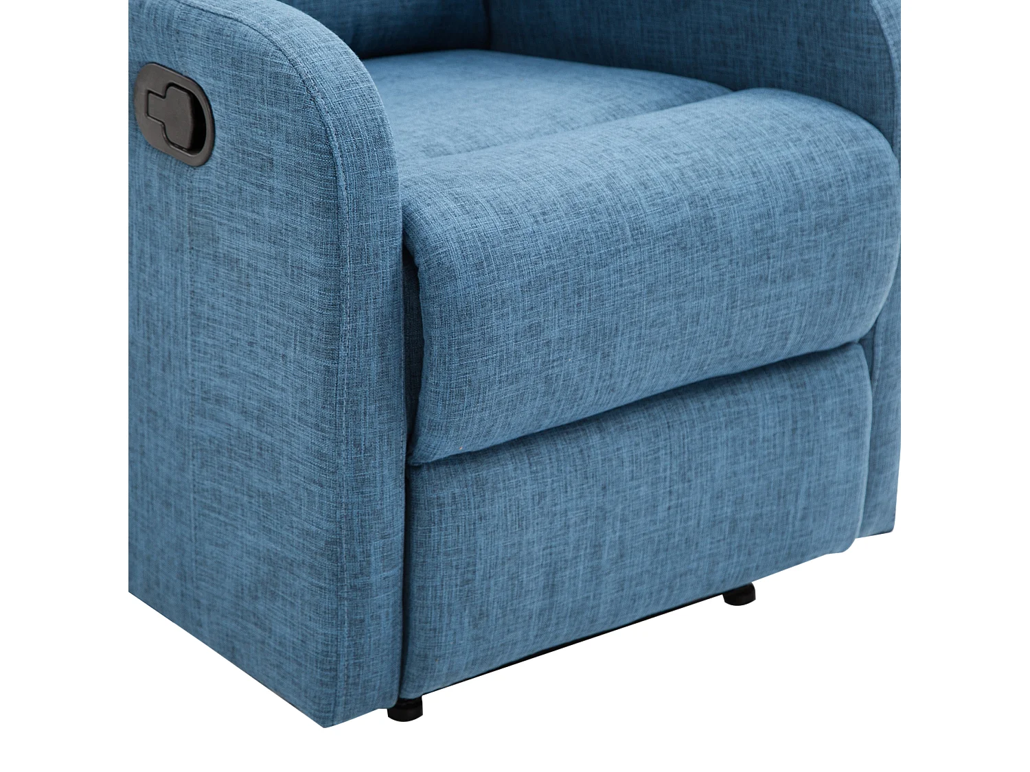 Poltrona relax reclinabile manuale in tessuto di lino blu