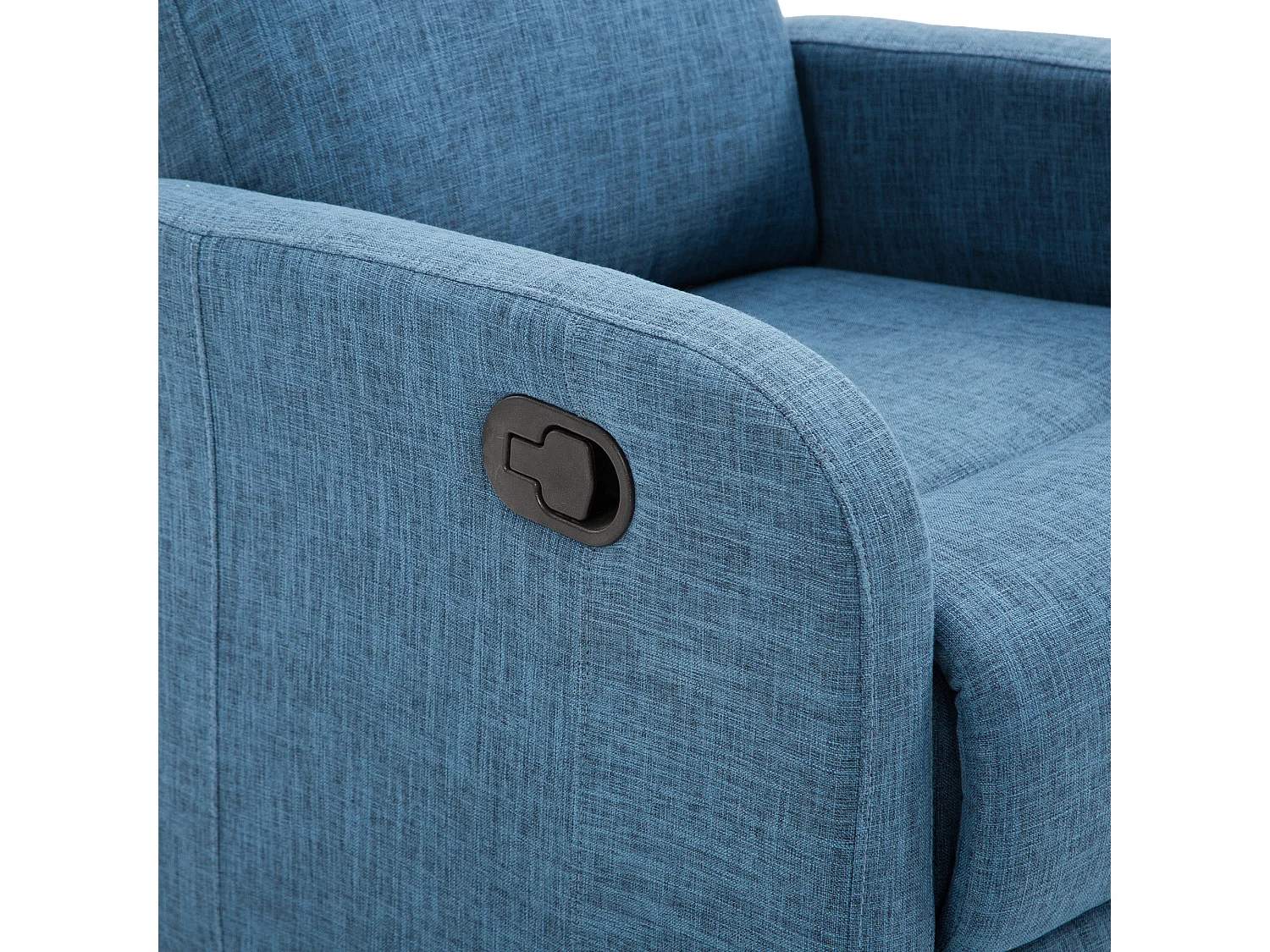 Poltrona relax reclinabile manuale in tessuto di lino blu