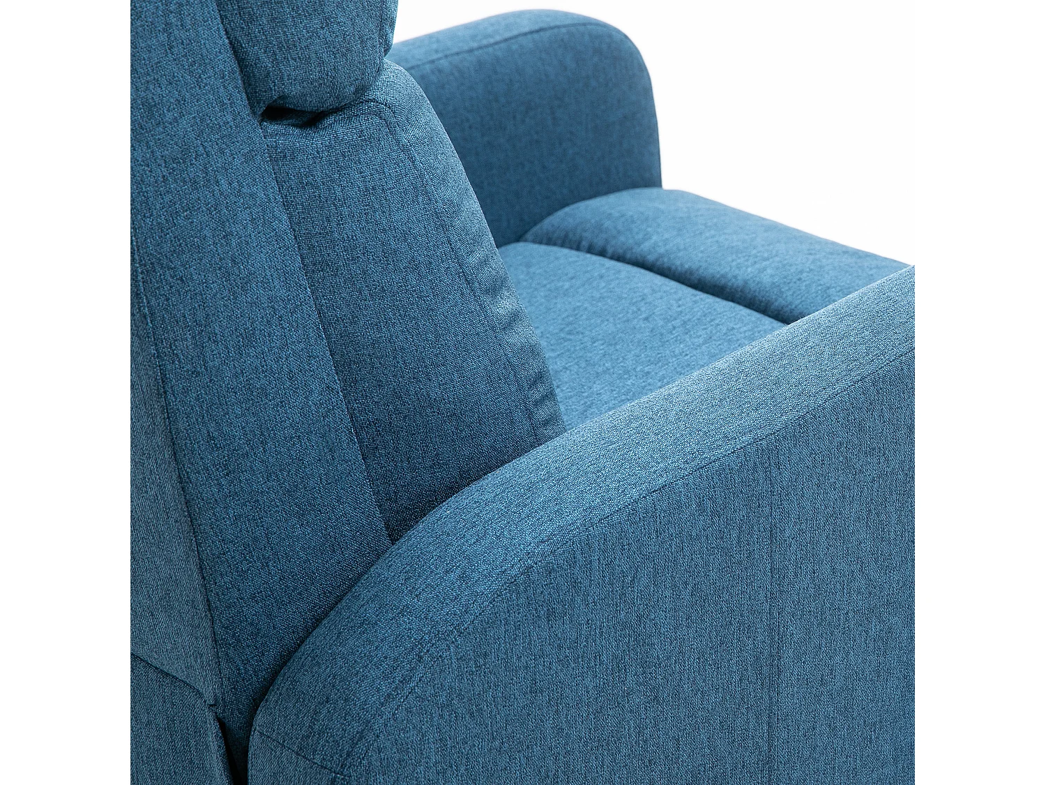 Poltrona relax reclinabile manuale in tessuto di lino blu