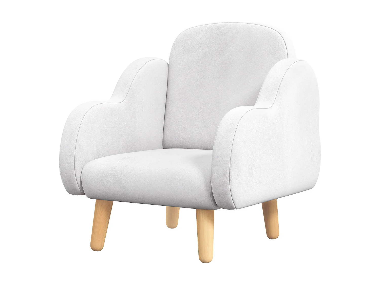 Poltrona per bambini con braccioli a nuvola in tessuto bianca