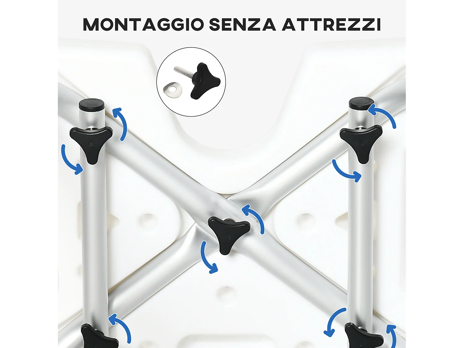 Sedia per doccia con forma a u imbottita 54x52x70-82cm bianco