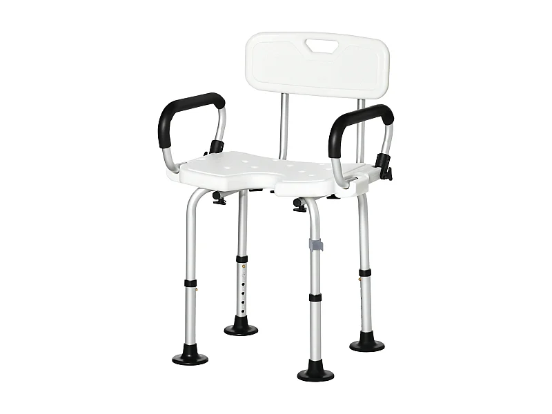 Sedia per doccia con forma a u imbottita 54x52x70-82cm bianco