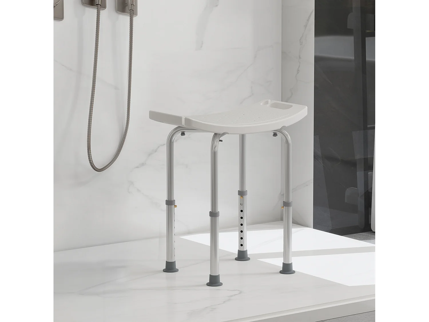 Sgabello da bagno rettangolare per doccia ad altezza regolabile