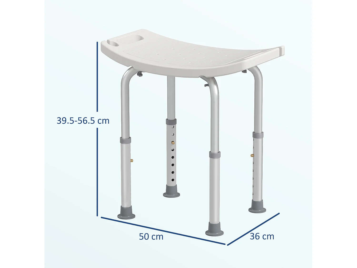 Sgabello da bagno rettangolare per doccia ad altezza regolabile