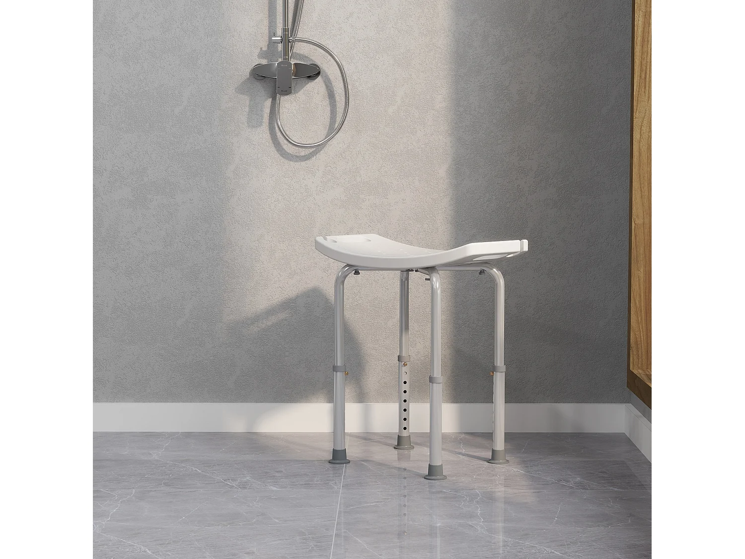 Sgabello da bagno rettangolare per doccia ad altezza regolabile