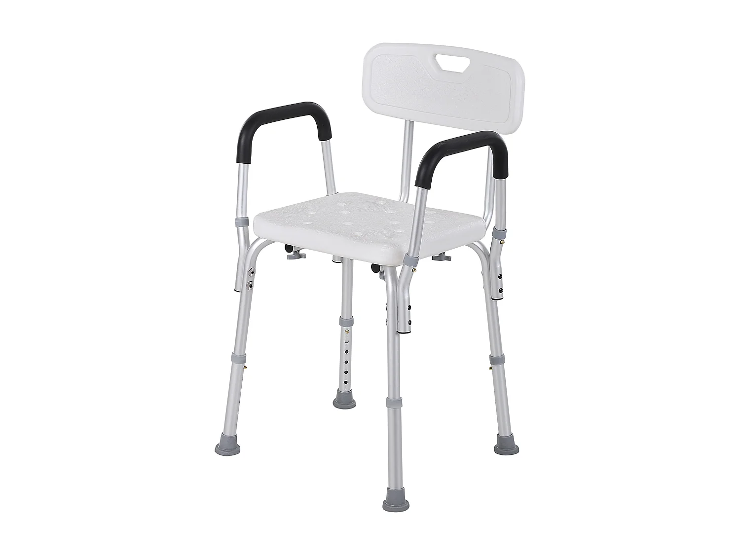 Sedia per doccia con altezza regolabile in alluminio bianco