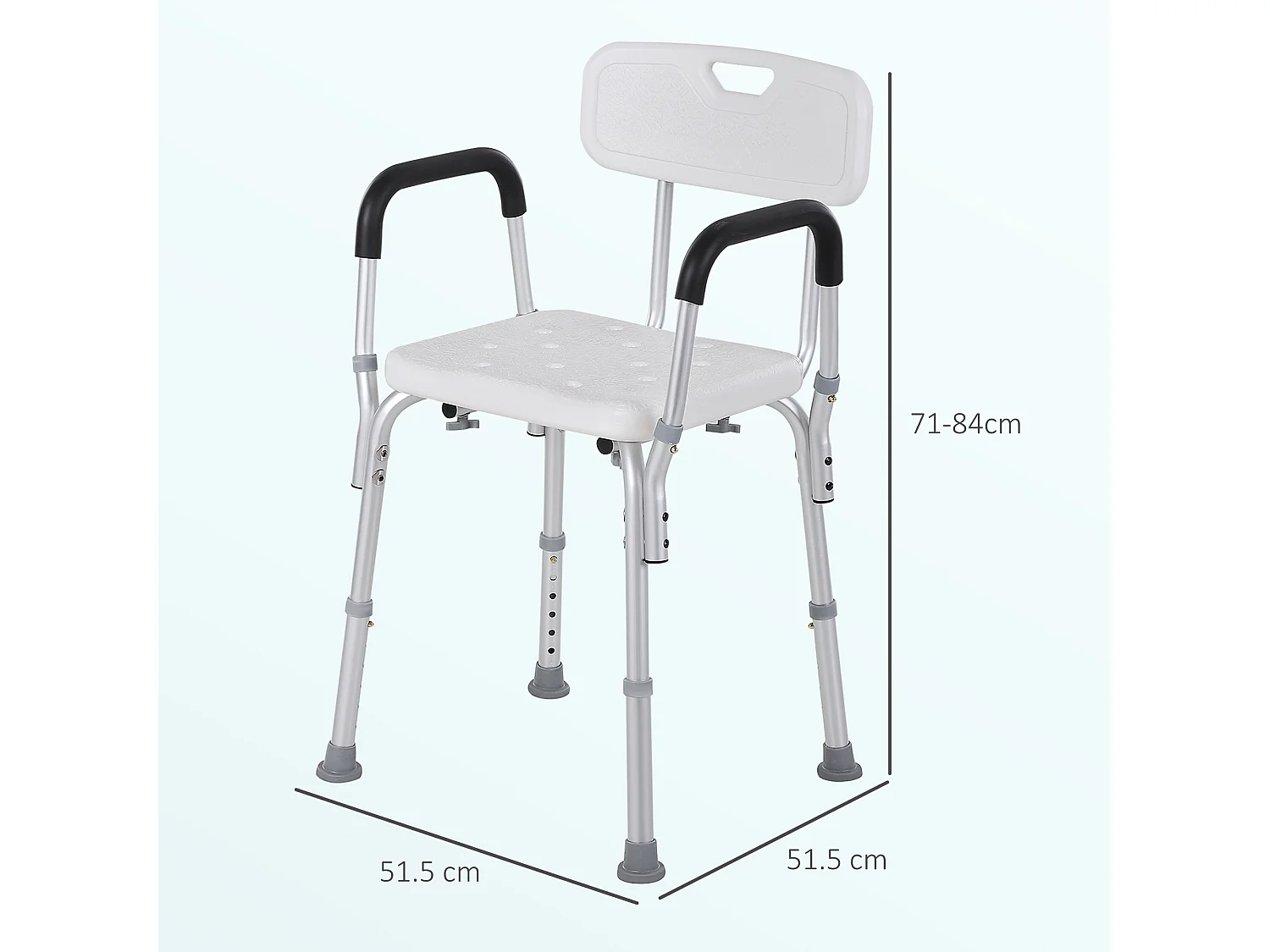 Sedia per doccia con altezza regolabile in alluminio bianco