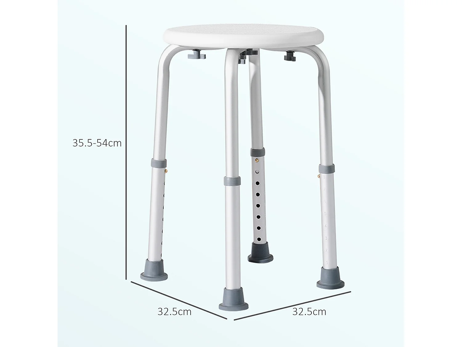 Sedia sgabello per doccia rotondo con altezza regolabile