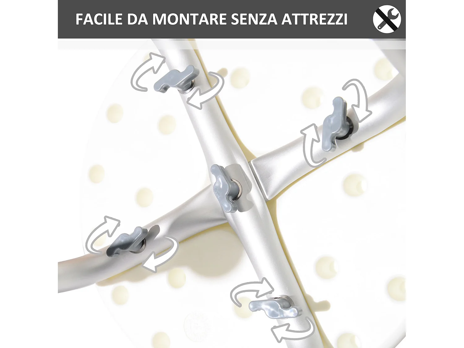 Sedia sgabello per doccia rotondo con altezza regolabile