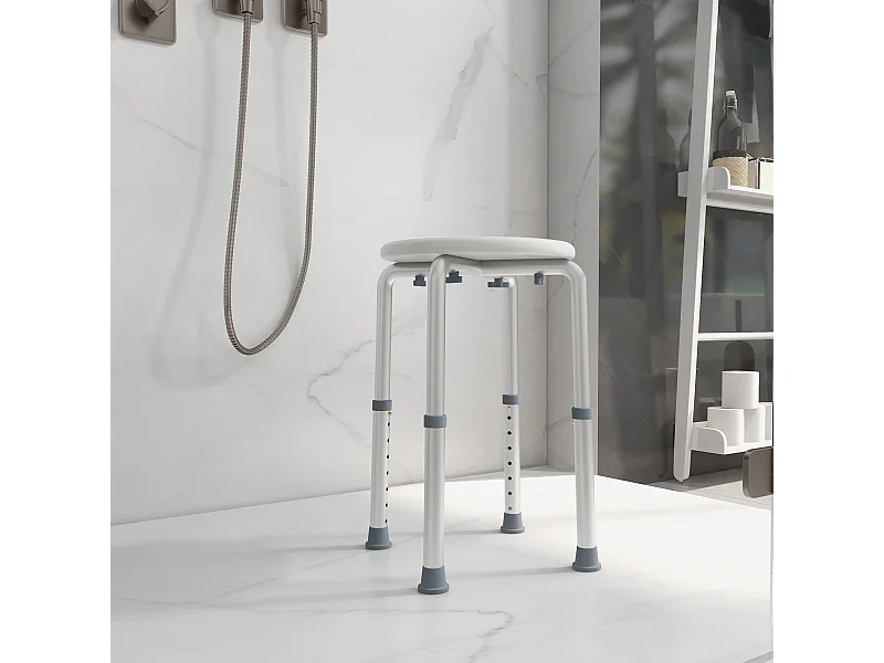 Sedia sgabello per doccia rotondo con altezza regolabile