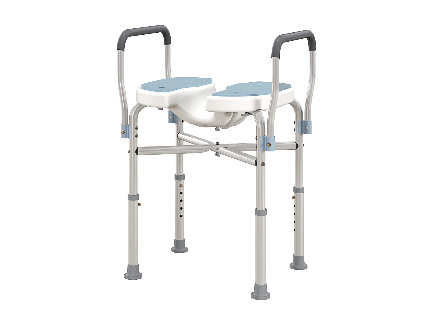 Sgabello per doccia con seduta scanalata e altezza regolabile azzurro