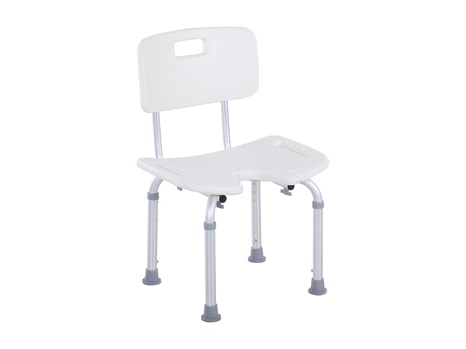 Sedia doccia regolabile su 8 livelli in alluminio e pe bianco argento