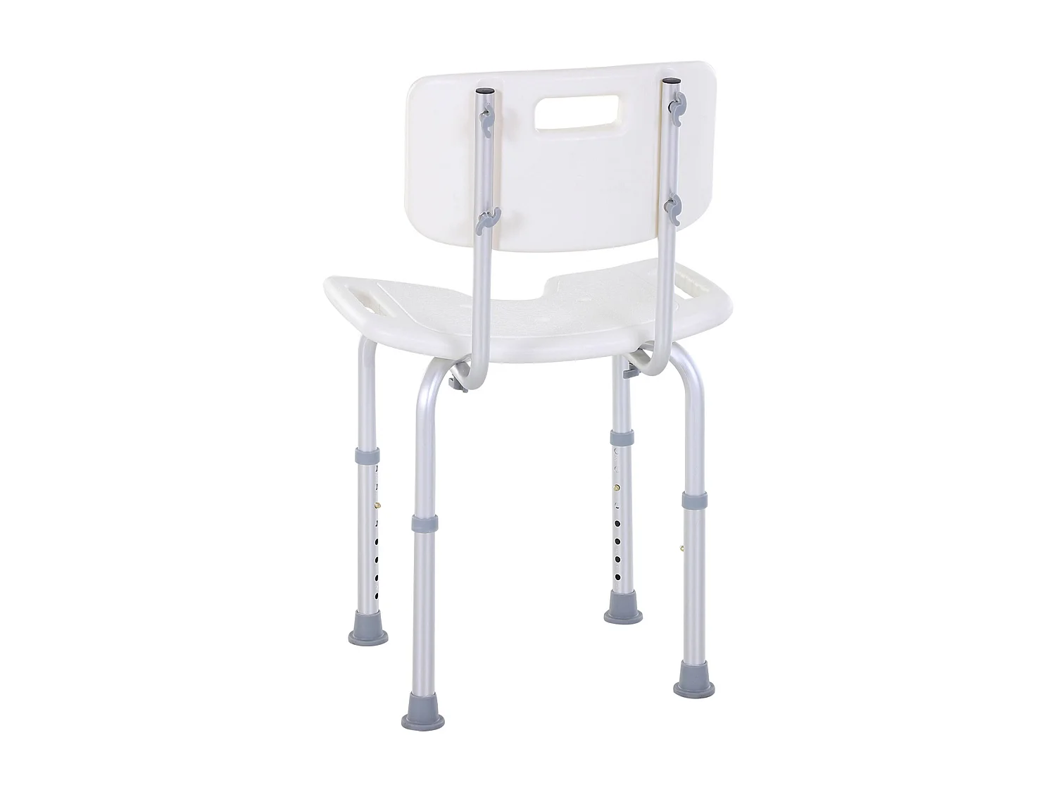 Sedia doccia regolabile su 8 livelli in alluminio e pe bianco argento