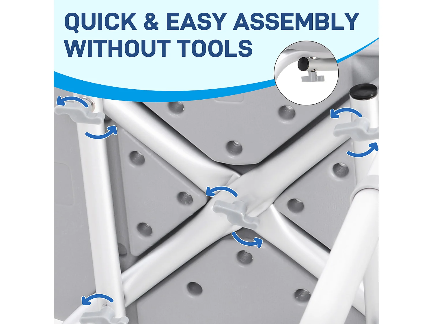 Sedia da doccia regolabile su 8 altezze in alluminio e plastica