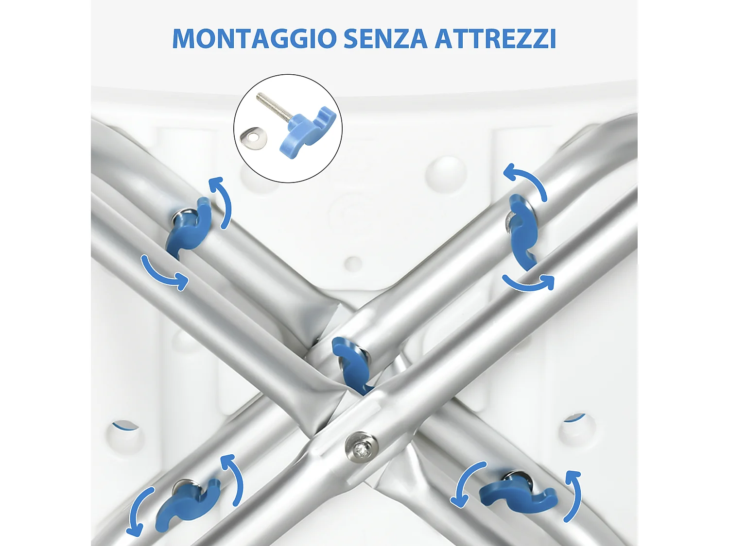 Sgabello per doccia con altezza regolabile in alluminio