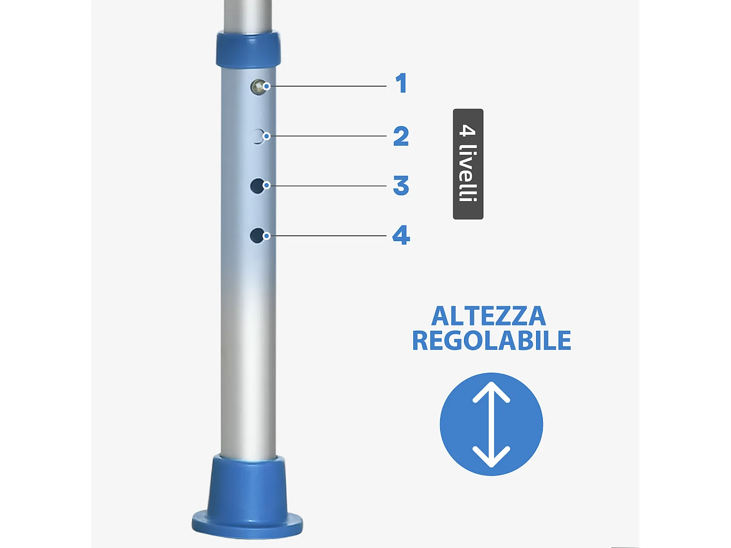 Sgabello per doccia con altezza regolabile in alluminio