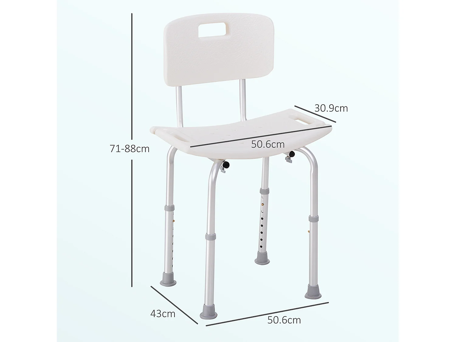 Sedia da doccia regolabile con schienale per anziani e disabili