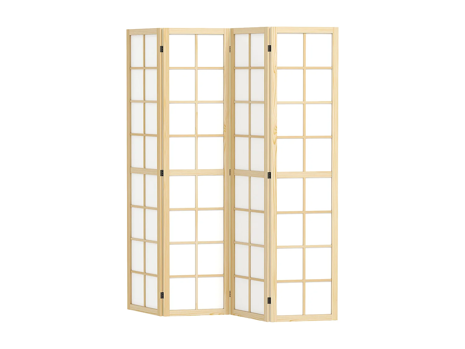 Paravento pieghevole a 4 pannelli 160x170 cm in legno e tessuto