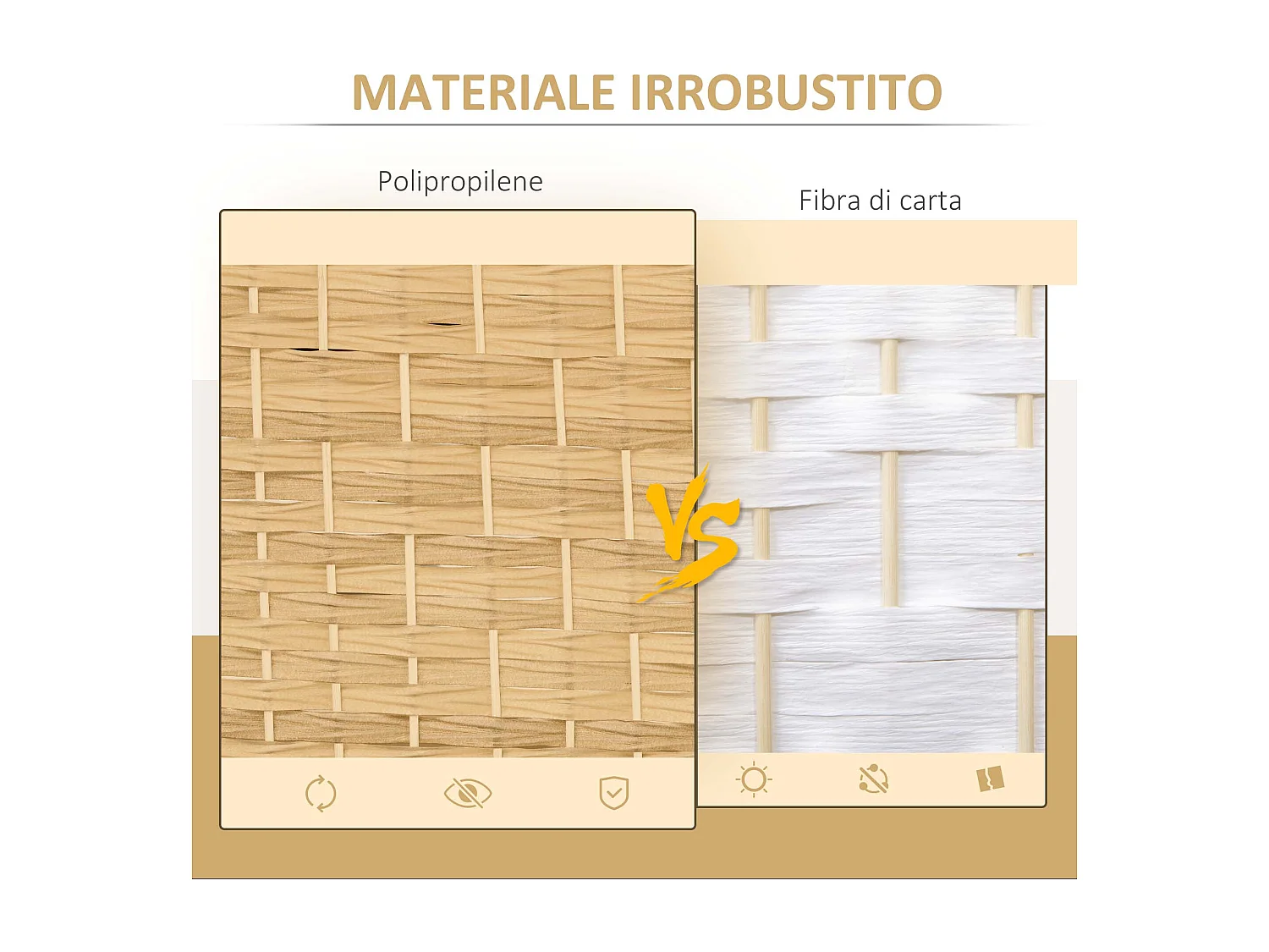 Paravento da interno a 3 ante pieghevole intrecciato 135x180cm