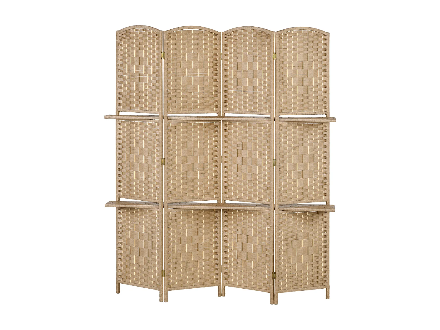 Paravento pieghevole da interno a 4 pannelli con mensole