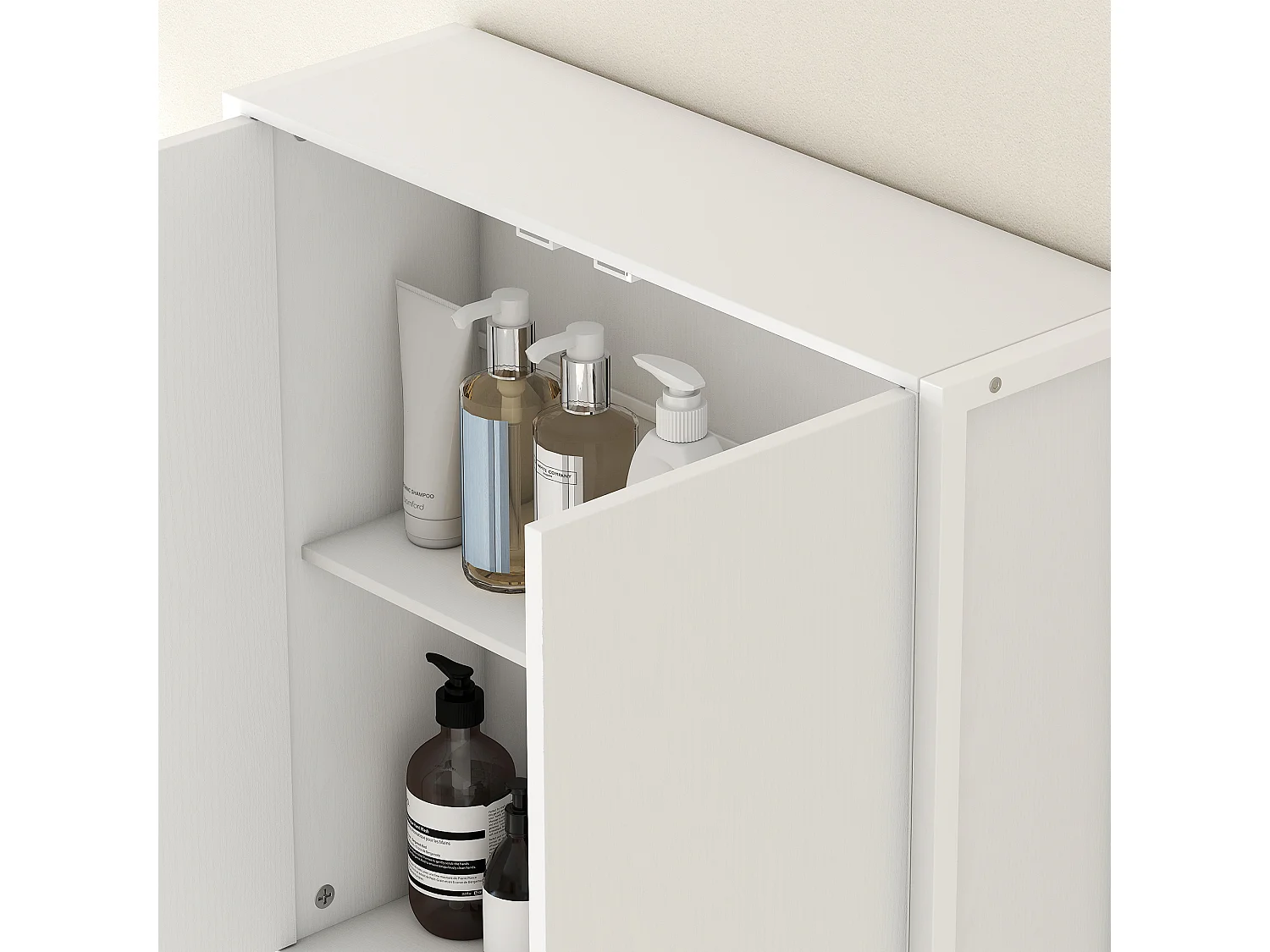 Mobile bagno sopra wc e lavatrice con armadietto e ripiano bianco