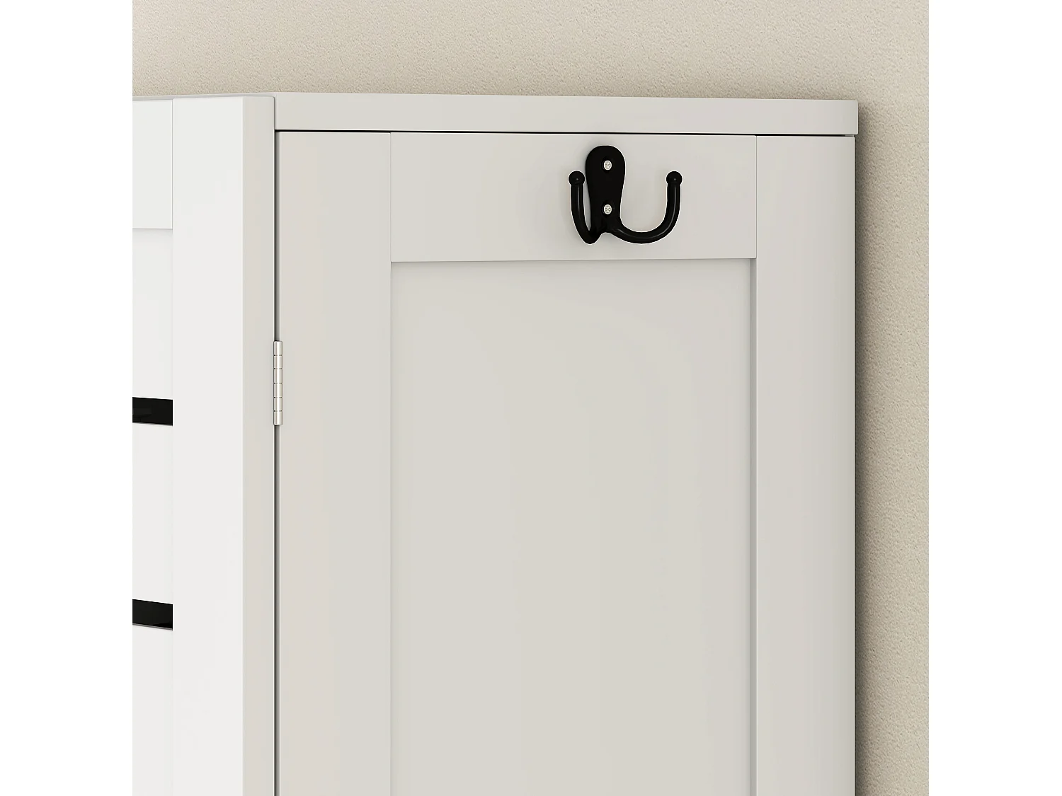 Mobile sopra wc con armadietto e ripiano aperto in legno bianco