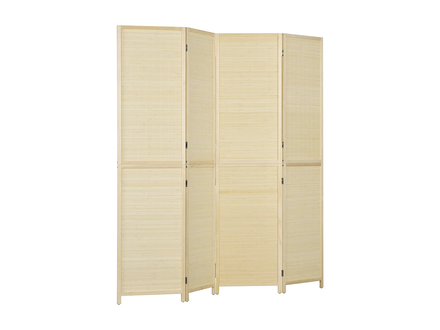 Paravento per interno pieghevole a 4 ante in bambù color legno