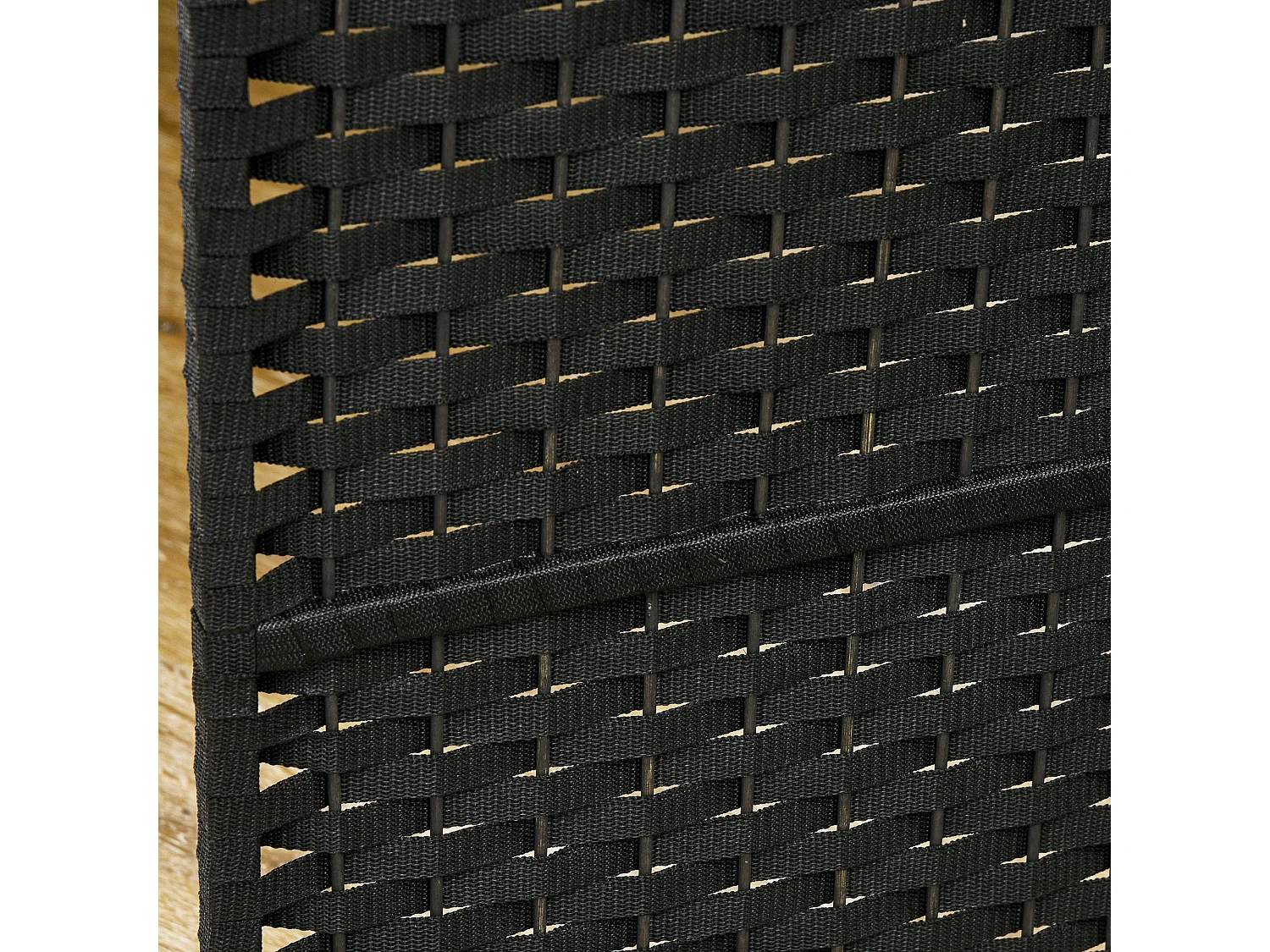 Paravento divisorio per ambienti pieghevole a 6 ante intrecciato nero