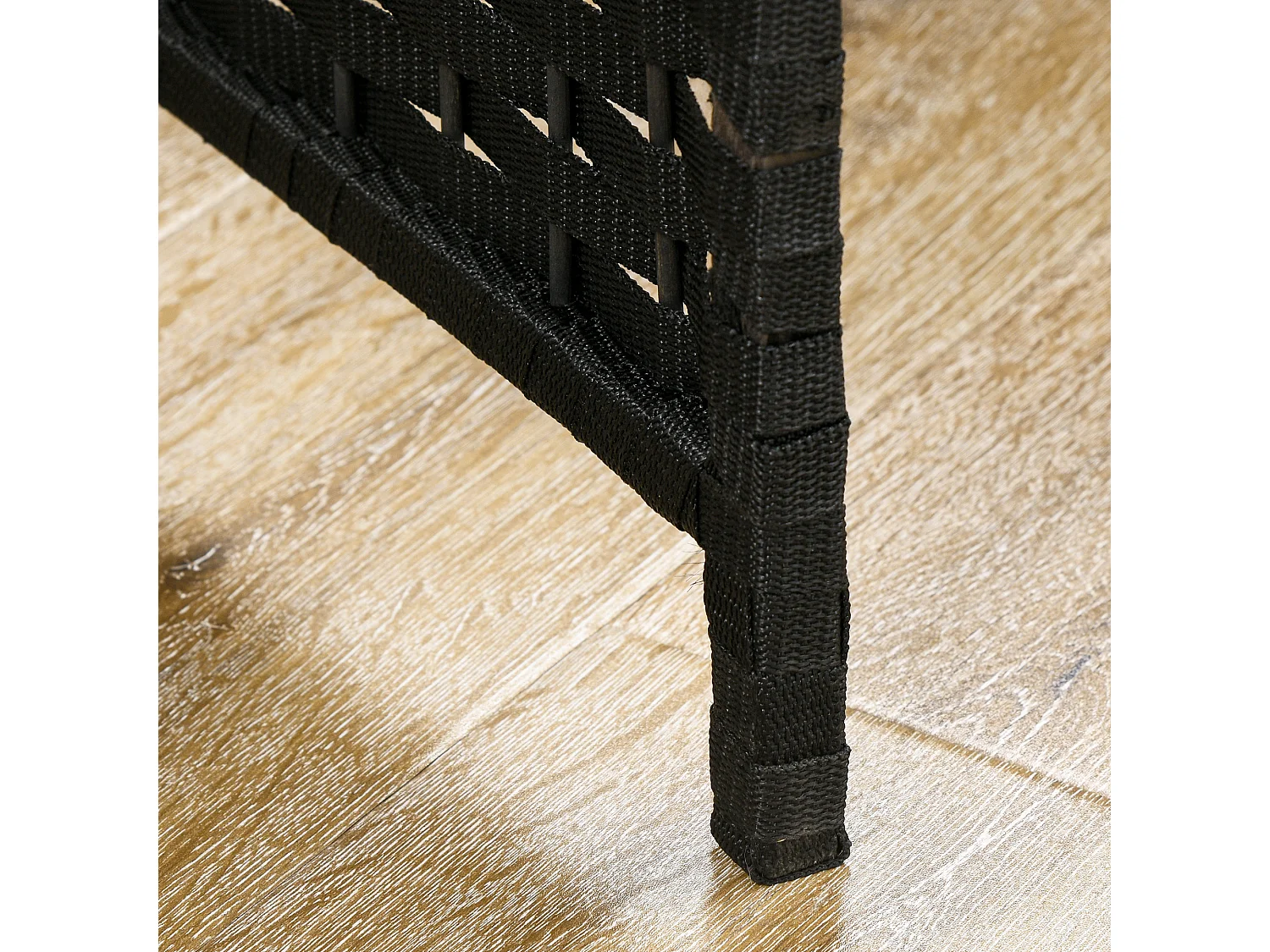 Paravento divisorio per ambienti pieghevole a 6 ante intrecciato nero