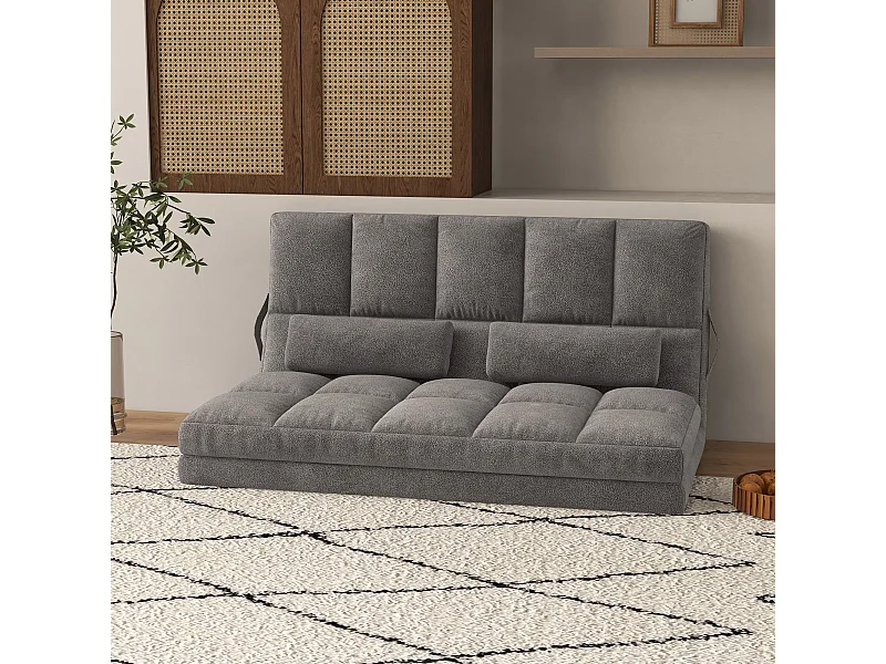 Divano da terra 2 in 1 con schienale reclinabile grigio carbone