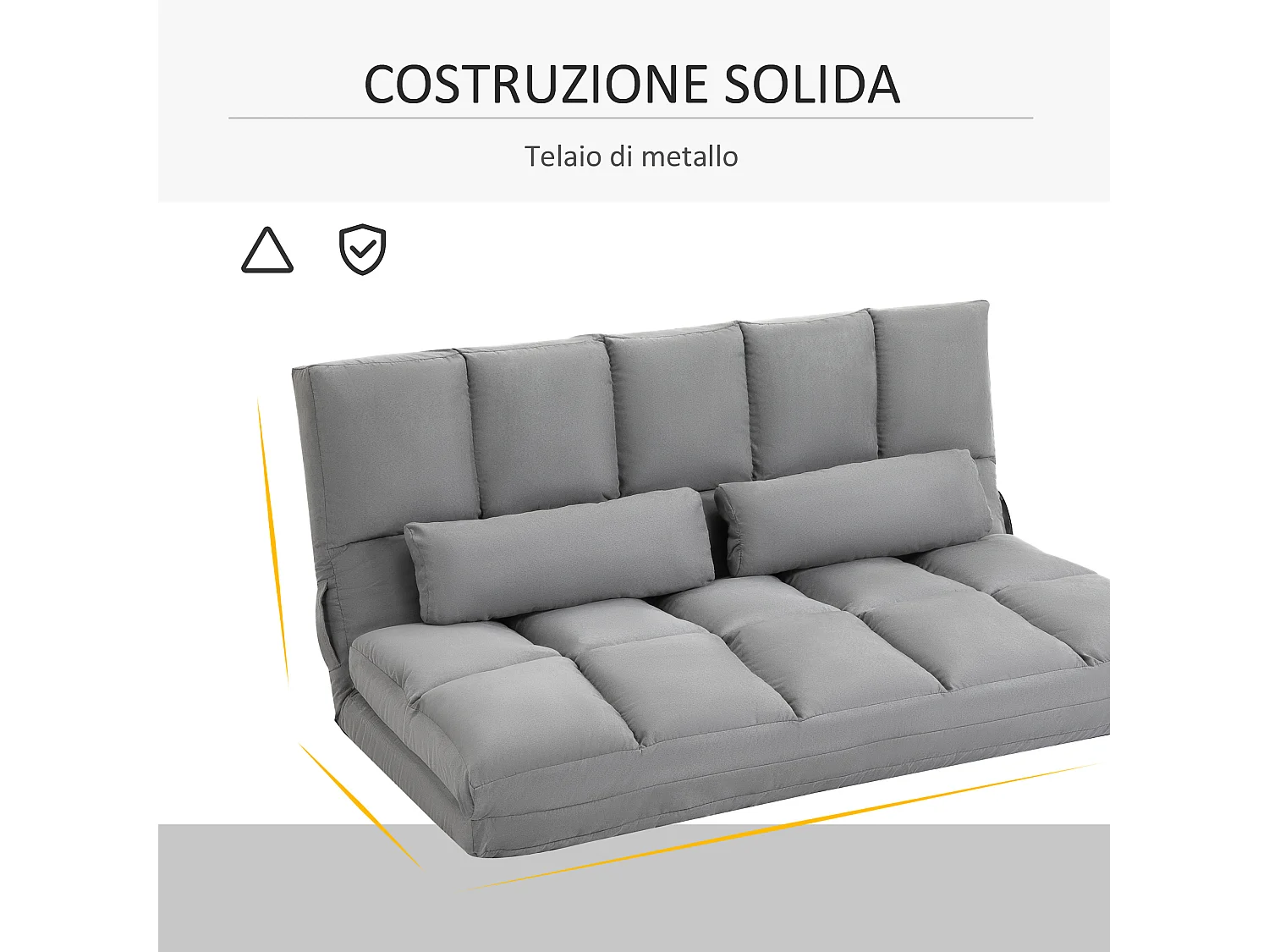 Divano da terra pieghevole a lettino con schienale reclinabile