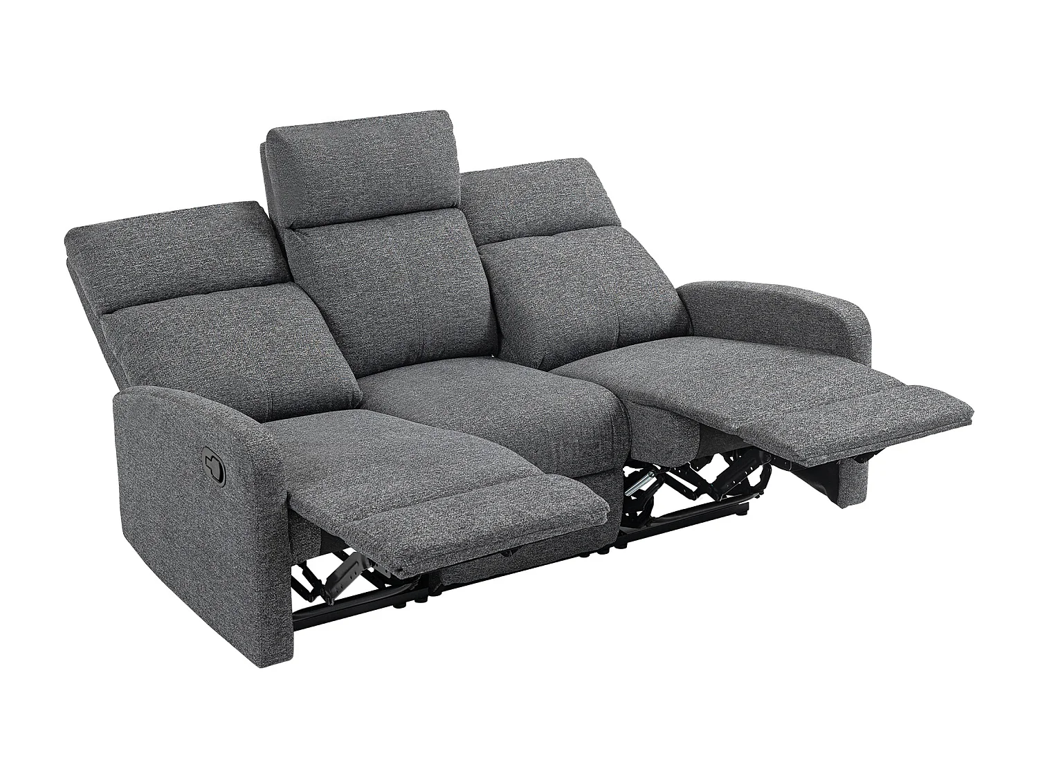 Divano 3 posti reclinabile con rivestimento in ciniglia grigio