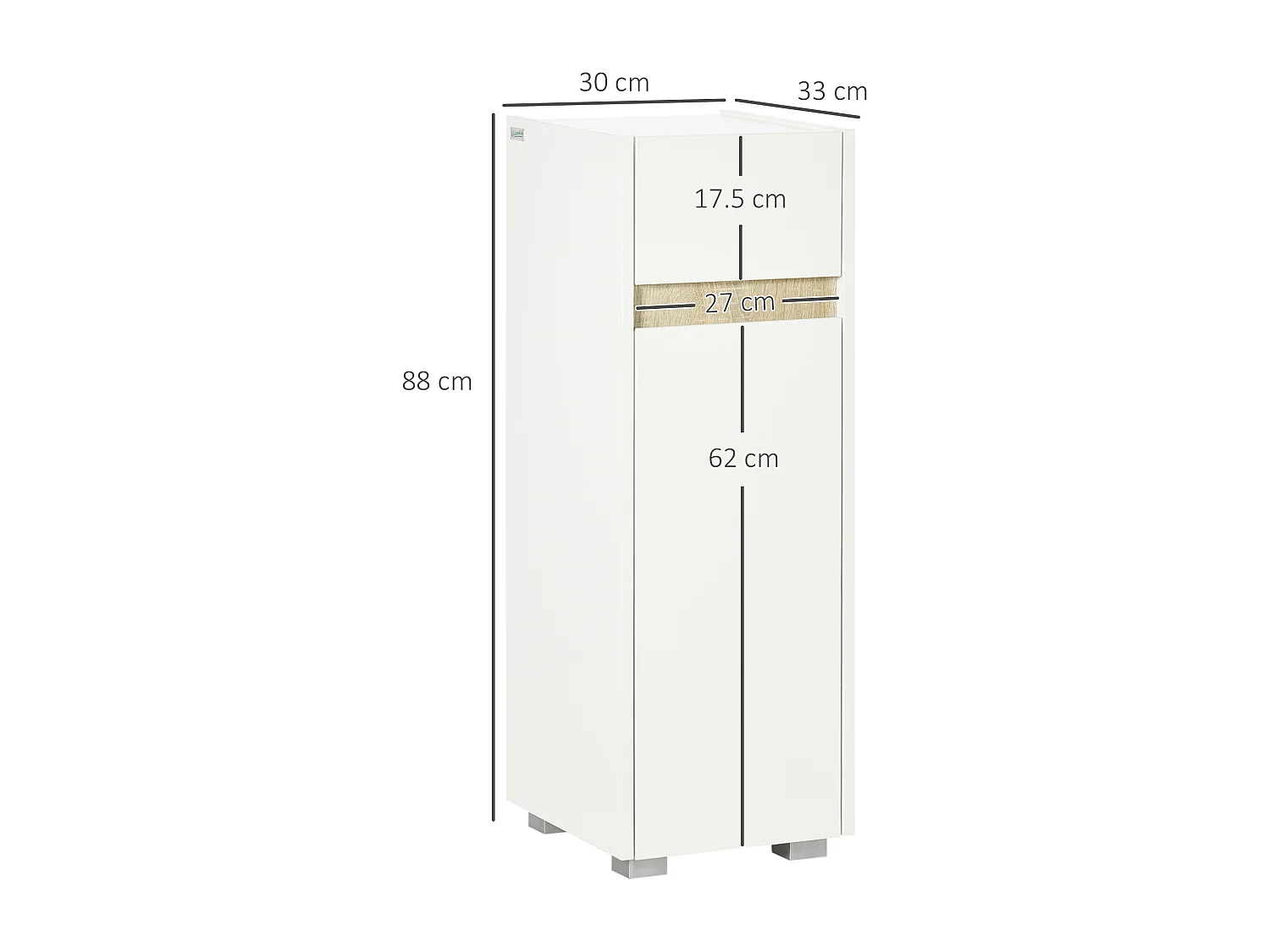 Mobile bagno in legno con cassetto e armadietto con ripiano