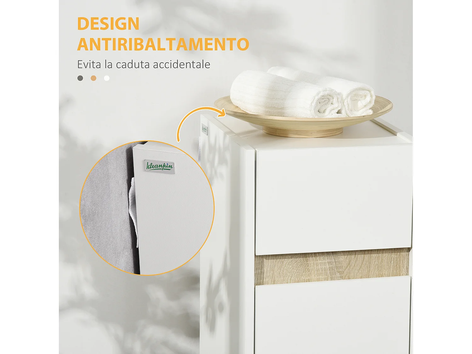 Mobile bagno in legno con cassetto e armadietto con ripiano
