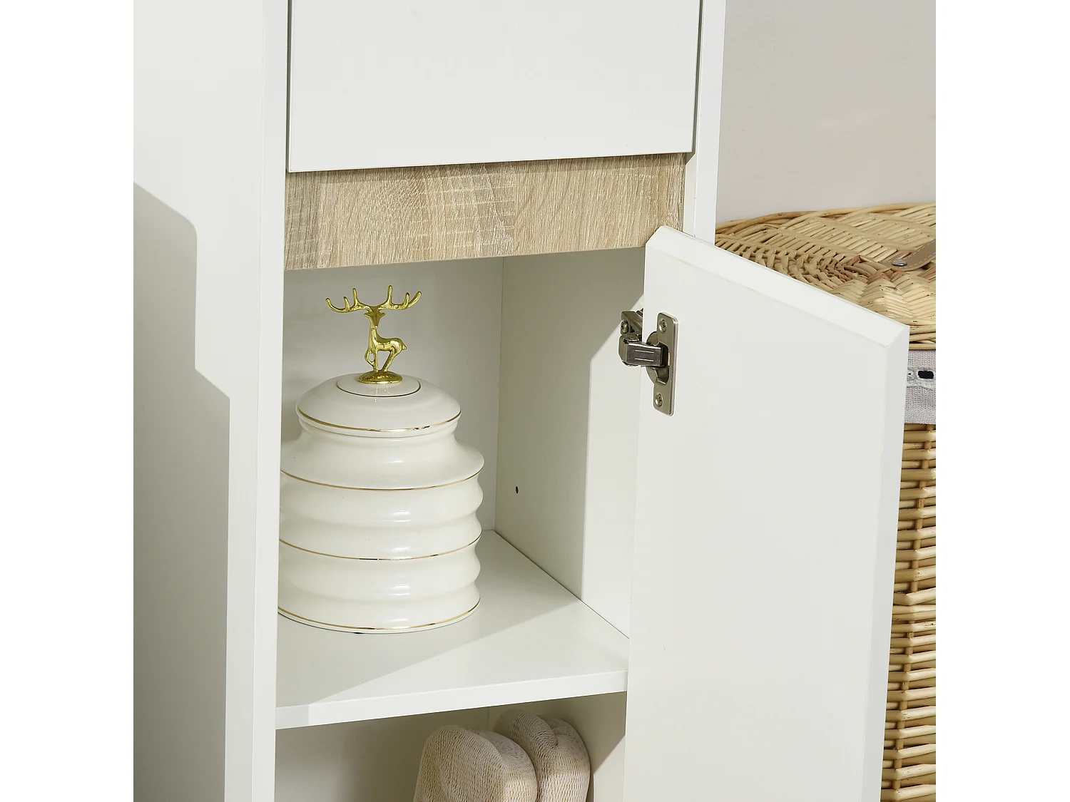 Mobile bagno in legno con cassetto e armadietto con ripiano