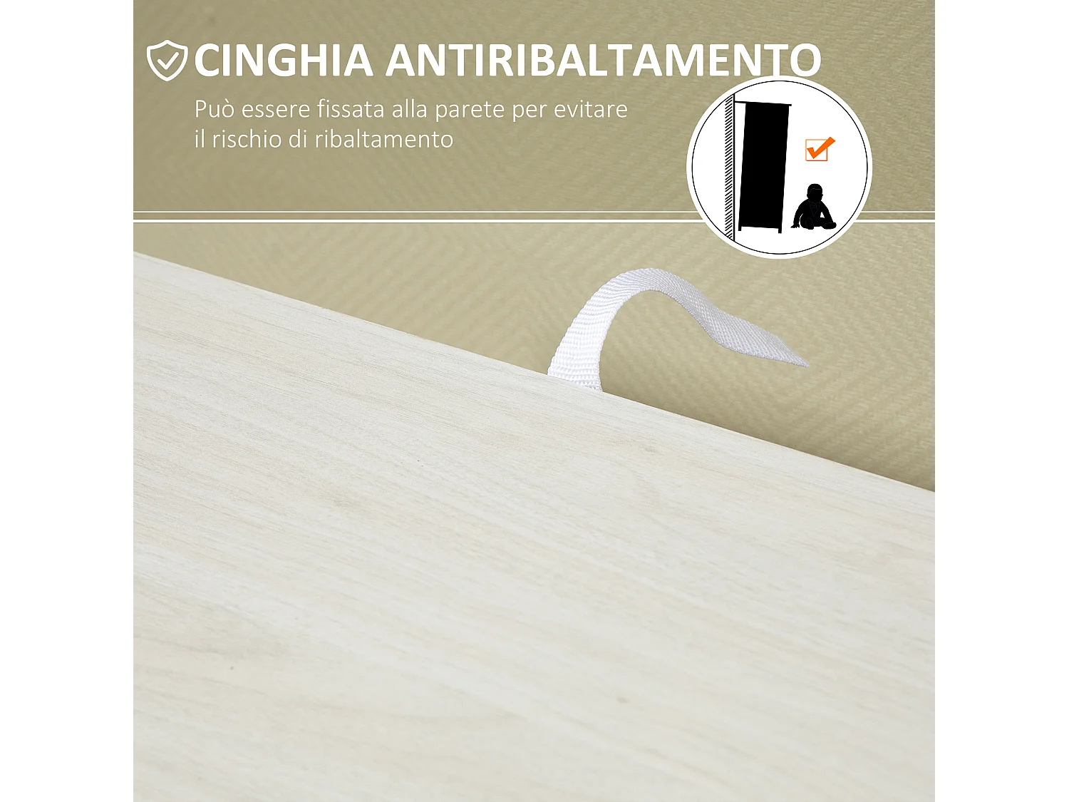 Mobile bagno con 4 cassetti e armadietto a 2 livelli in legno bianco