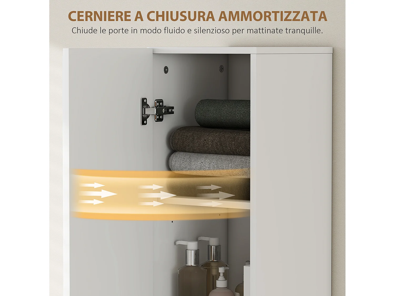 Colonna bagno sospesa con ripiani regolabili e soft close bianco