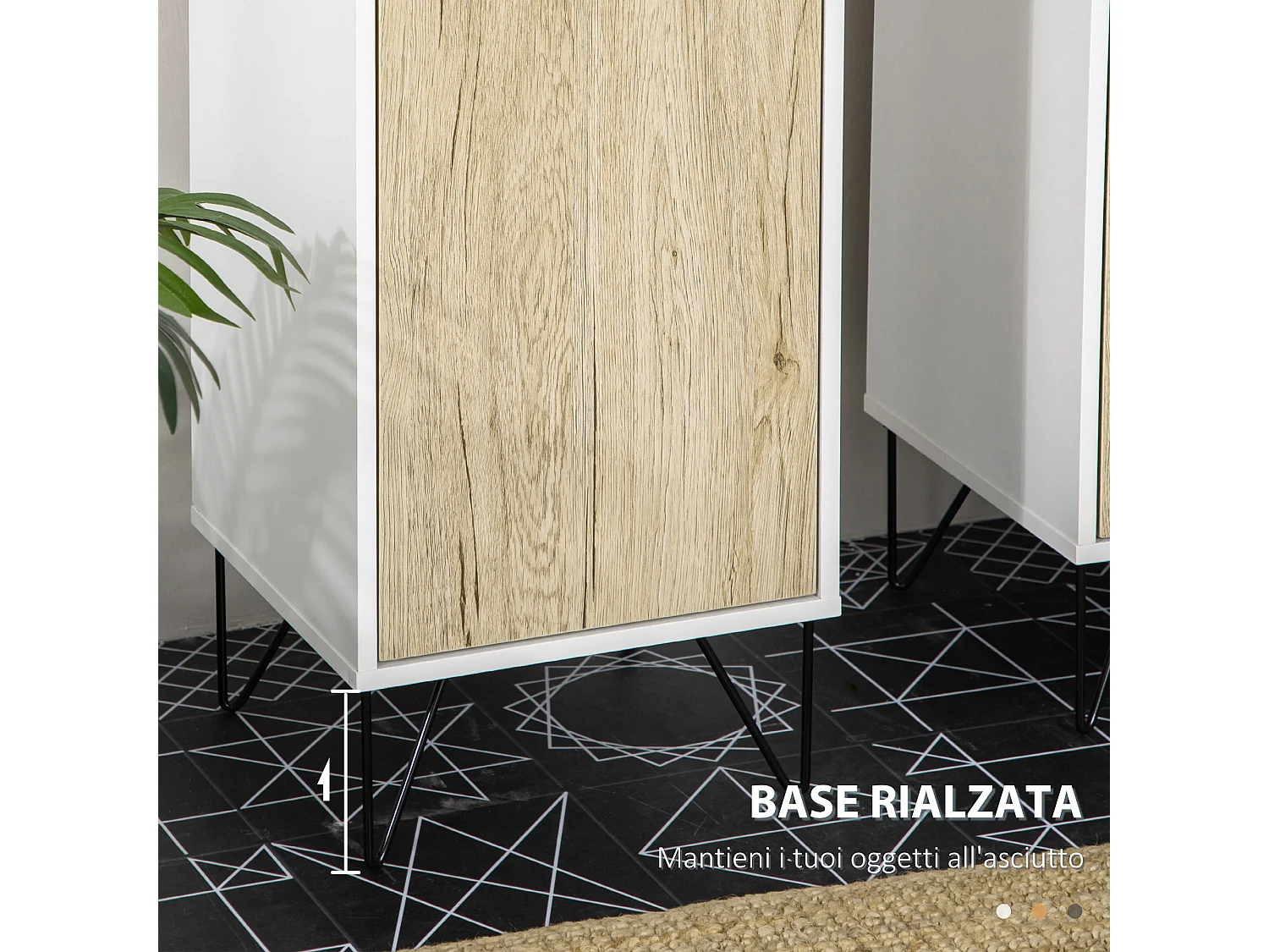 Colonna bagno 2 ripiani aperti e 2 armadietti in truciolato