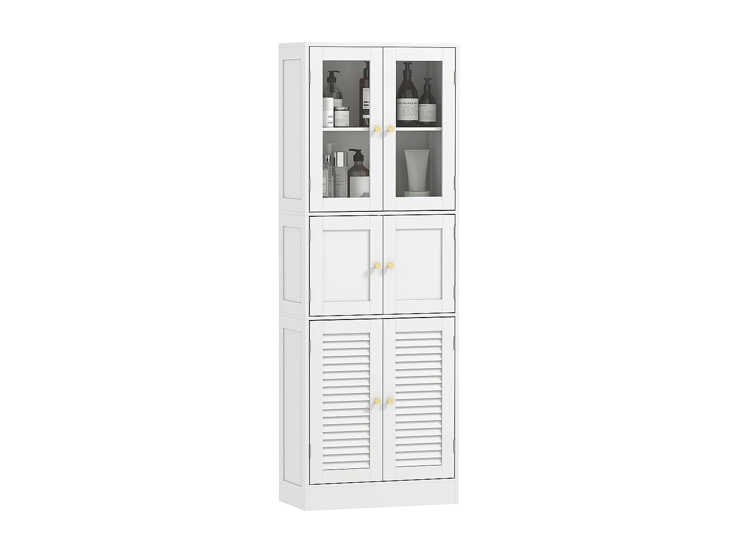 Mobile bagno con 3 armadietti e ripiani regolabili 60x30x170 cm bianco