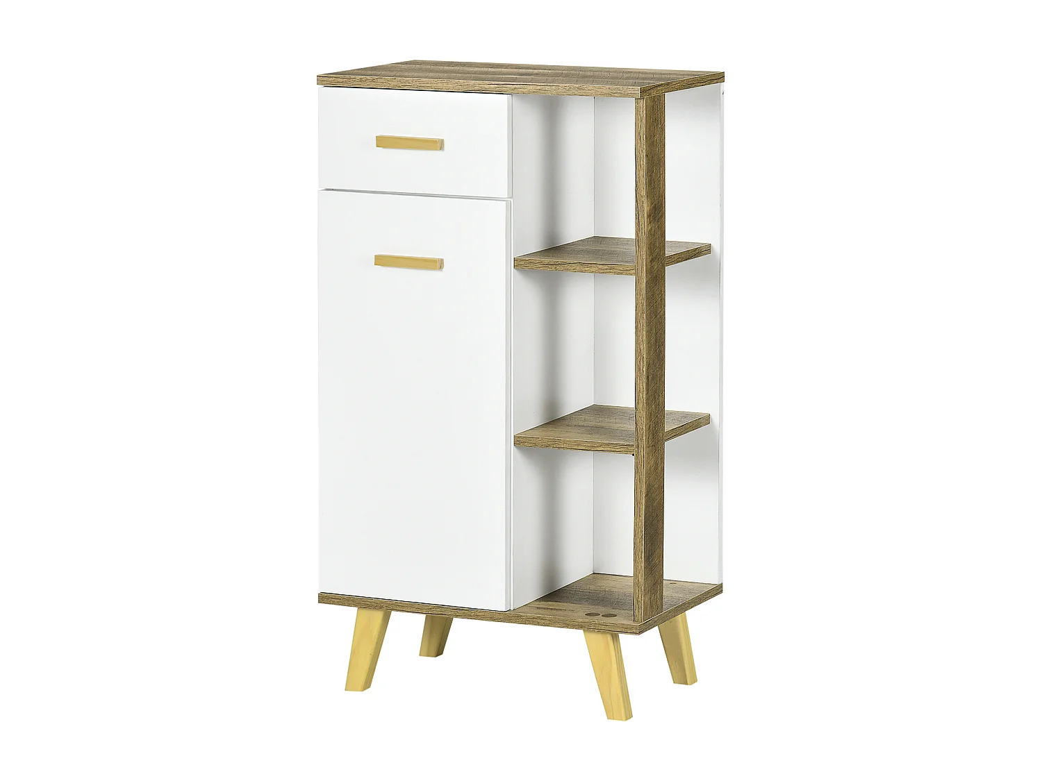 Mobile bagno moderno in legno con armadietto e cassetto