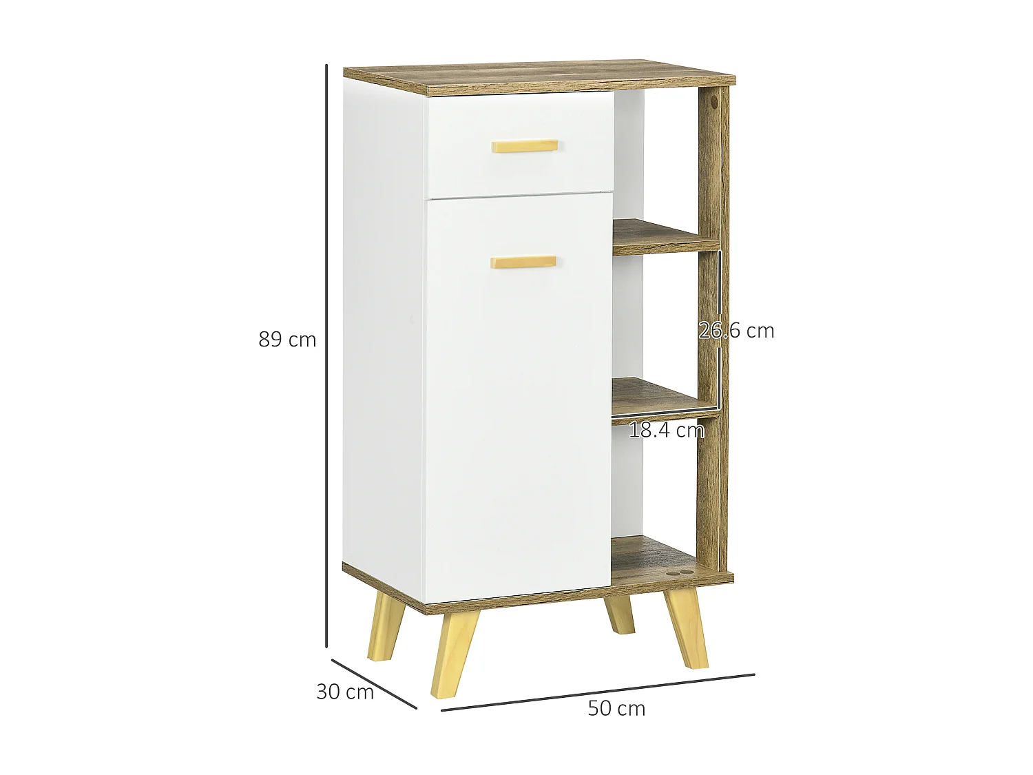 Mobile bagno moderno in legno con armadietto e cassetto